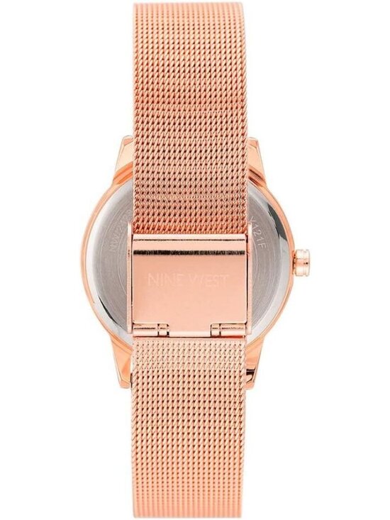Nine West Women\'s Rose Gold Analog Quartz Floral Dial Mesh Round Bracelet Watch main image 5